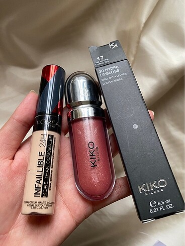 Kiko lipgloss ve Loreal kapatıcı set