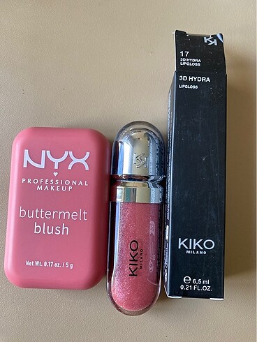 NYX Kiko lipgloss ve nyx buttermelt allık seti