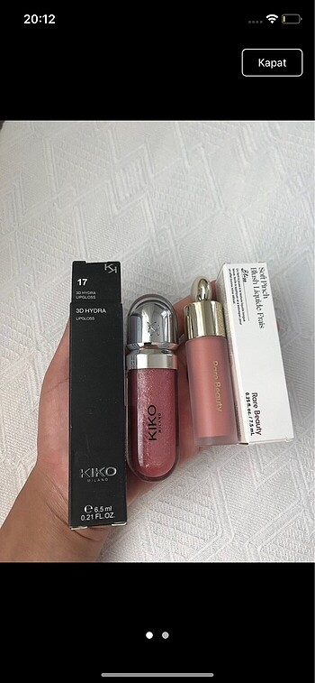 Rare beauty allık ve Kiko lipgloss seti