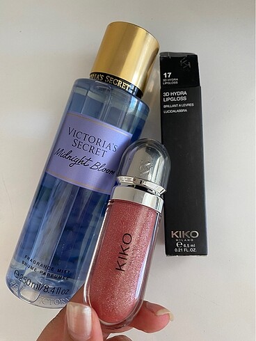 Victoria secret vücut spreyi ve Kiko lipgloss seti