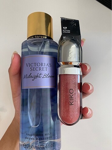 Beden Victoria secret vücut spreyi ve Kiko lipgloss seti