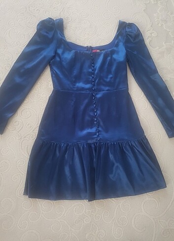 l Beden mavi Renk Zara Saks mavisi Saten elbise