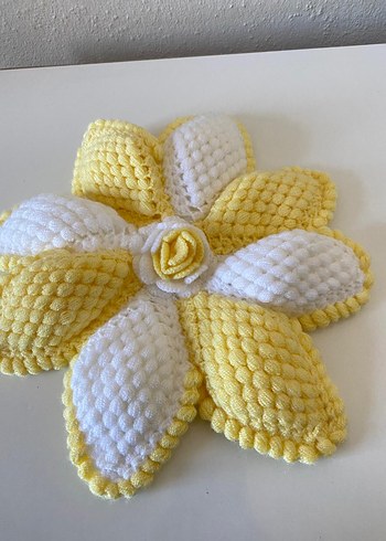 Sarı Beyaz Çiçek Desenli Lif - Görsel 2