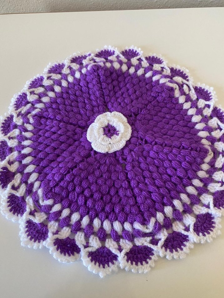 Mor ve Beyaz Örgü Yuvarlak Lif - Görsel 2