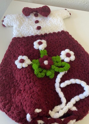 Bordo Nakışlı Çiçek Detaylı Poşetlik - Görsel 3