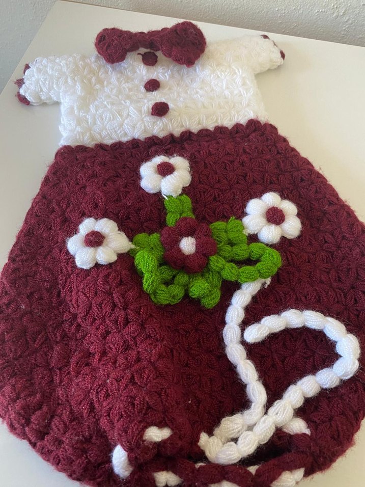 Bordo Nakışlı Çiçek Detaylı Poşetlik - Görsel 3