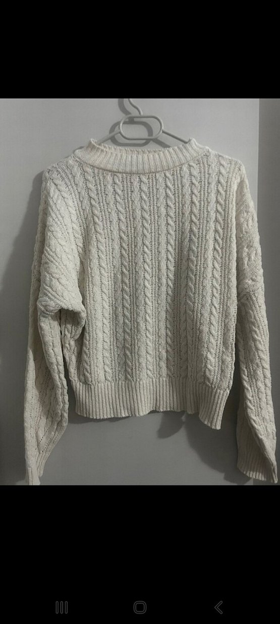 Kadın Beyaz Örgü Triko Kazak - Görsel 2