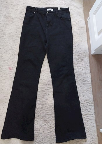 Siyah Midi Kadın Denim Pantolon