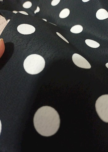 Puantiye Desenli Siyah Uzun Elbise - Görsel 5