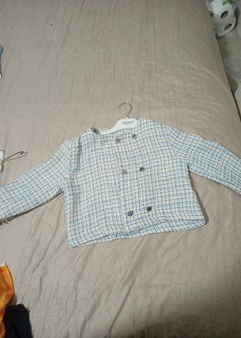 Düğmeli, Kareli Mavi kız çocuk giyim - Görsel 4