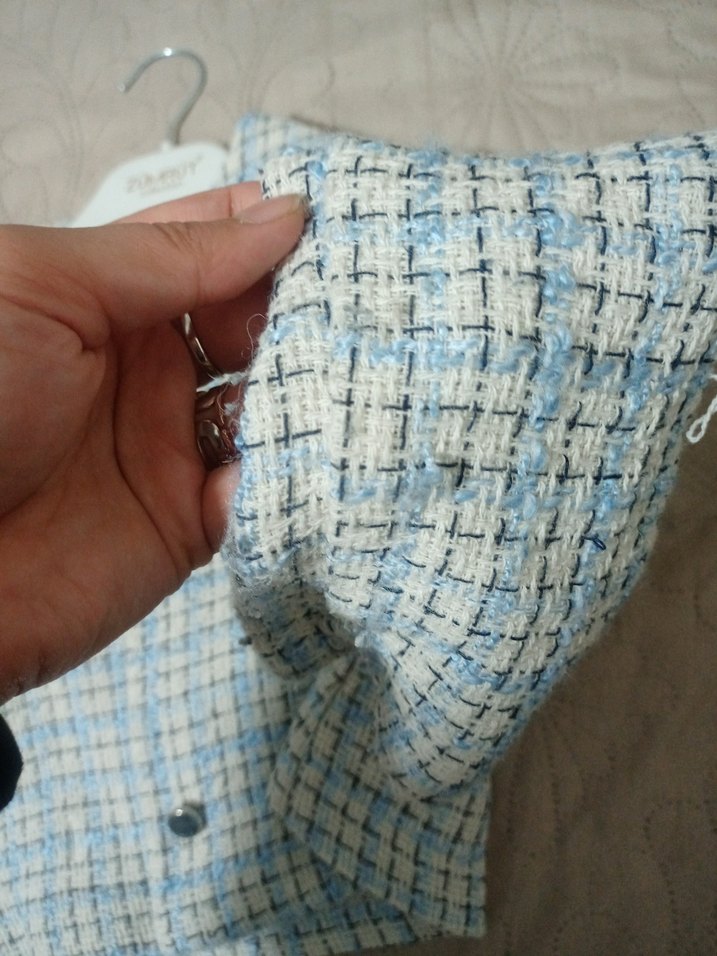 Düğmeli, Kareli Mavi kız çocuk giyim - Görsel 2