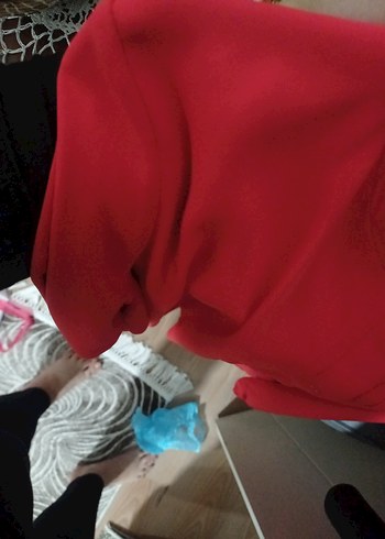 Düğmeli kırmızı Kadın Tunik - Görsel 4