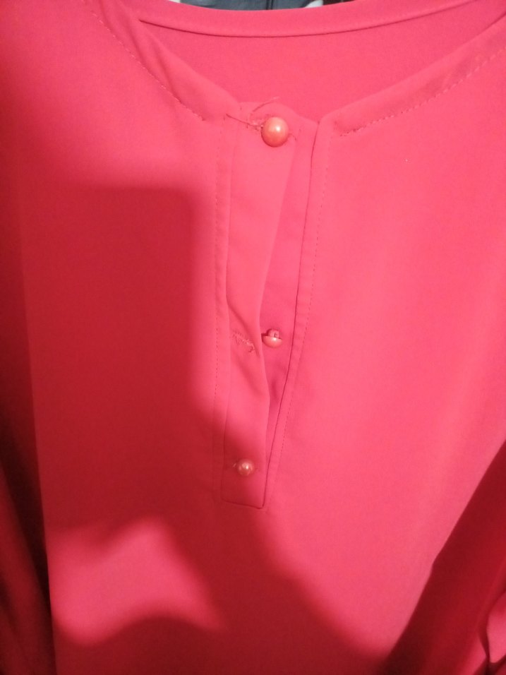 Düğmeli kırmızı Kadın Tunik - Görsel 3