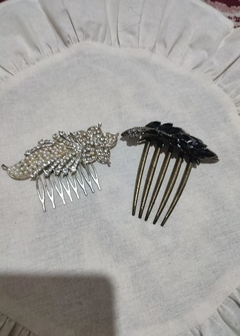 Gri Boncuklu Vintage Saç Tokaları - Görsel 2