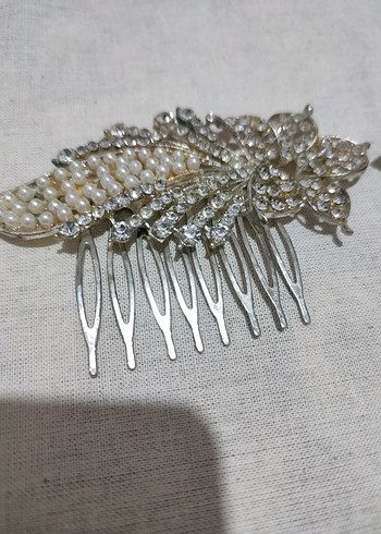 Gri Boncuklu Vintage Saç Tokaları - Görsel 3