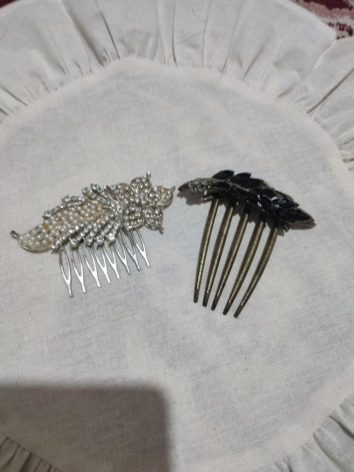 Gri Boncuklu Vintage Saç Tokaları - Görsel 2