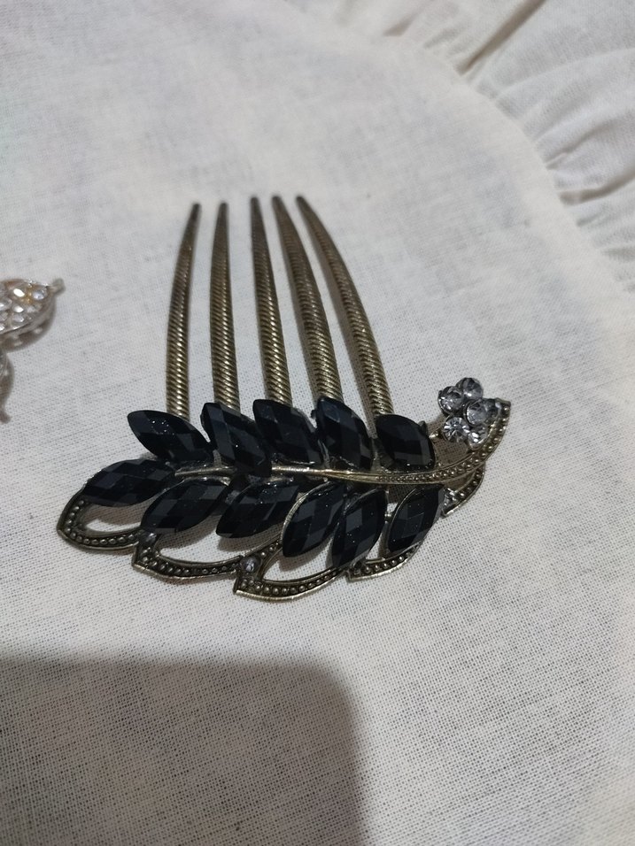 Gri Boncuklu Vintage Saç Tokaları - Görsel 4