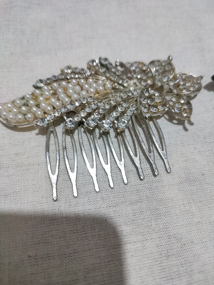 Gri Boncuklu Vintage Saç Tokaları - Görsel 3