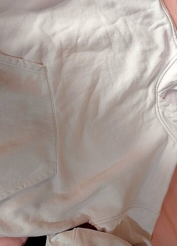 Beyaz içi sardonlu büyük sweatshirt 