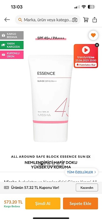 Missha Missha spf 45.ürün hiç açılmadı kutuludur.son kullanma tarihi 11