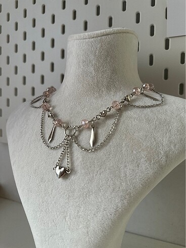 Beden çeşitli Renk Pink Heart Kolye