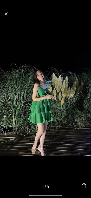 Kadın Yeşil Volanlı Elbise