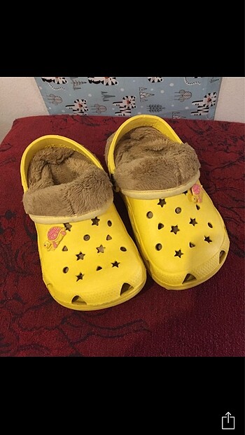 içi tüylü crocks tipi sarı terlik 26 27 numara