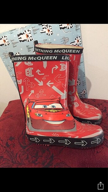 şimşek mcqueen kırmızı arabalı erkek çocuk yağmur botu