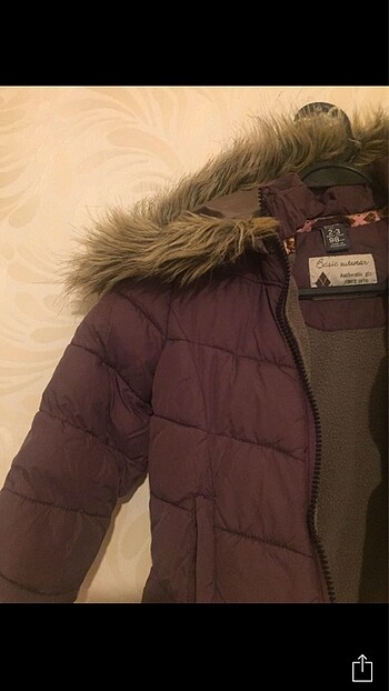 24-36 Ay Beden zara kız çocuğu mor şişme içi polar mont 2 3 yaş