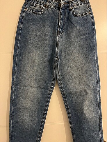 xs Beden lacivert mom jean kot pantolon yüksek bel milla