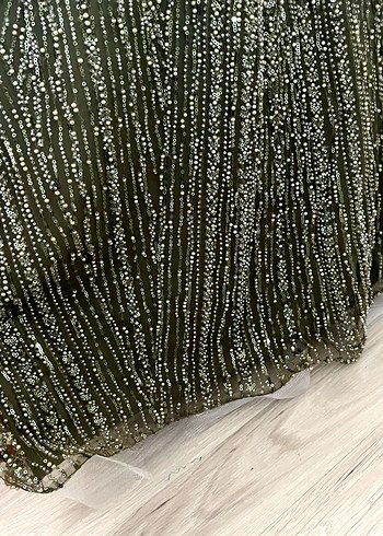 Drapeli Haki Uzun Abiye Elbise pazarlık payı vardır şal hediye - Görsel 8