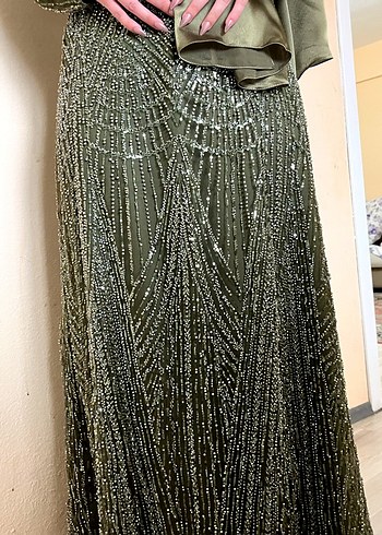 Drapeli Haki Uzun Abiye Elbise pazarlık payı vardır şal hediye - Görsel 7