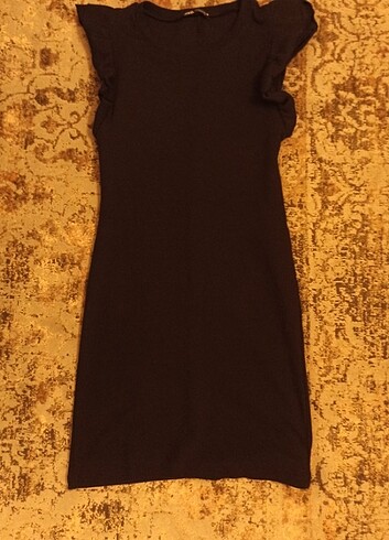 Zara Zara Siyah Fitilli Elbise