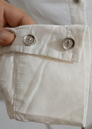 36 Beden Düğmeli Beyaz Pamuklu Kadın Gömlek