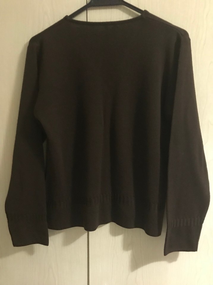 Düğmeli Kahverengi Kadın Hırka - Görsel 2