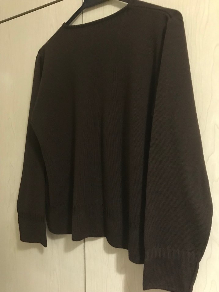 Düğmeli Kahverengi Kadın Hırka - Görsel 4