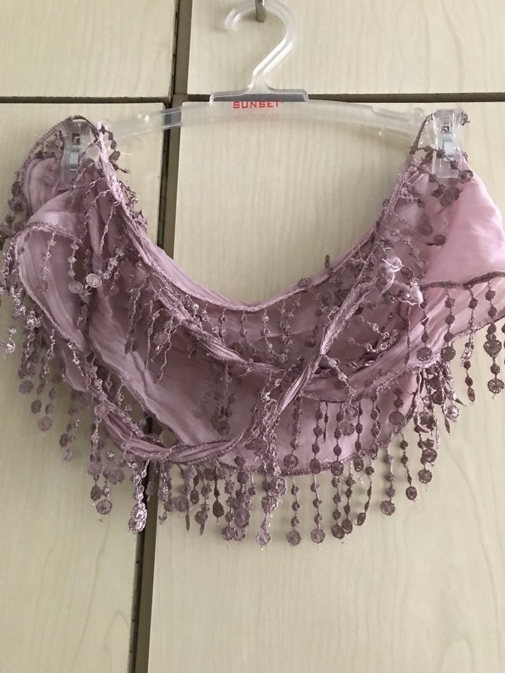 Lila Bohem Tarzı İpek Şal - Görsel 4