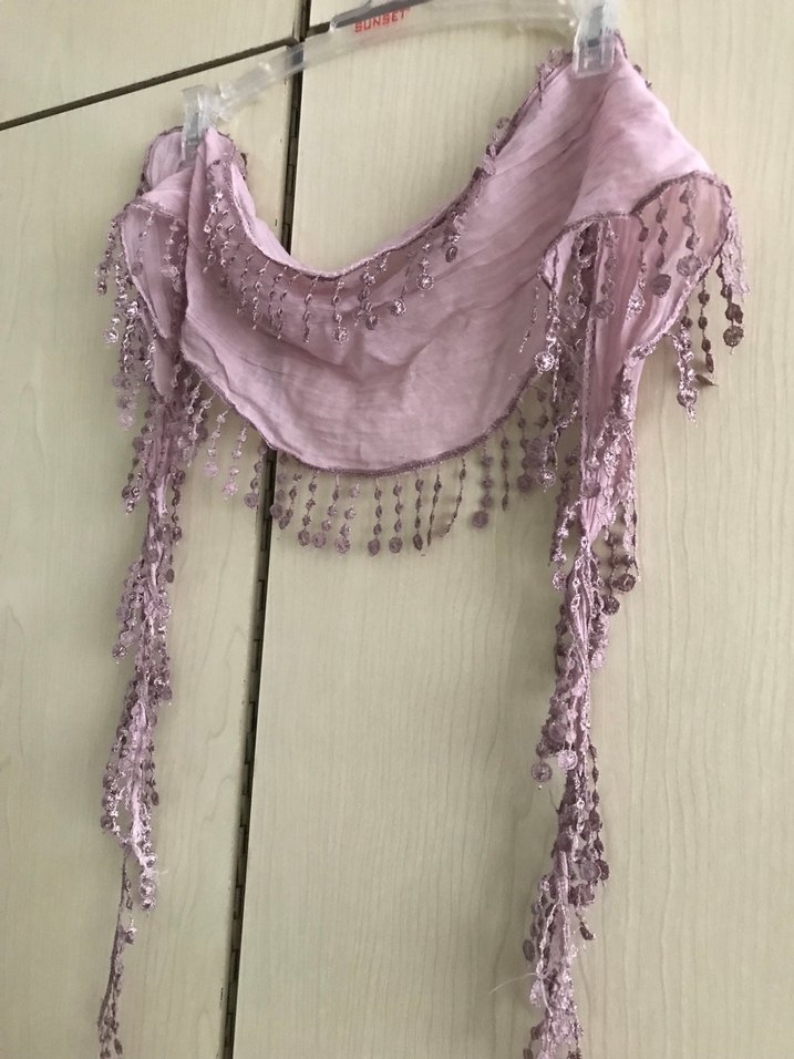 Lila Bohem Tarzı İpek Şal - Görsel 5