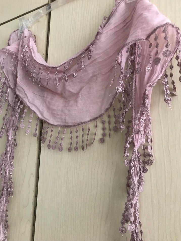 Lila Bohem Tarzı İpek Şal - Görsel 3