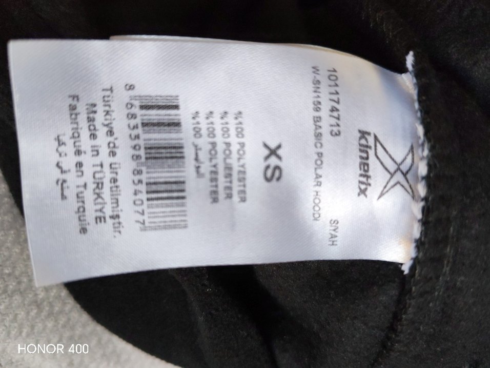 Kinetix  Bayan polar  Siyah Kapüşonlu Fermuarlı Sweatshirt - Görsel 3