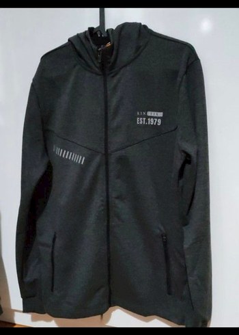 Gri Fermuarlı ErkekKapşonlu  Sweatshirt - Görsel 4