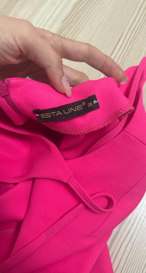 Pembe Drapeli Mini Elbise - Görsel 3