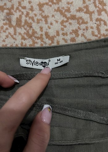 Düğmeli Uzun Haki Bohem Etek - Görsel 2