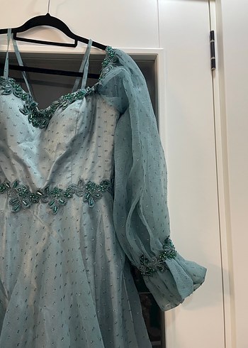 Turkuaz Straplez Gelinlik - Görsel 6