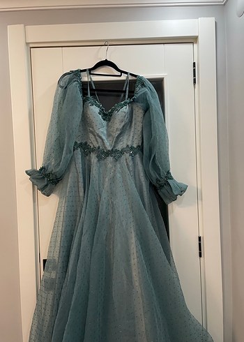 Turkuaz Straplez Gelinlik - Görsel 3