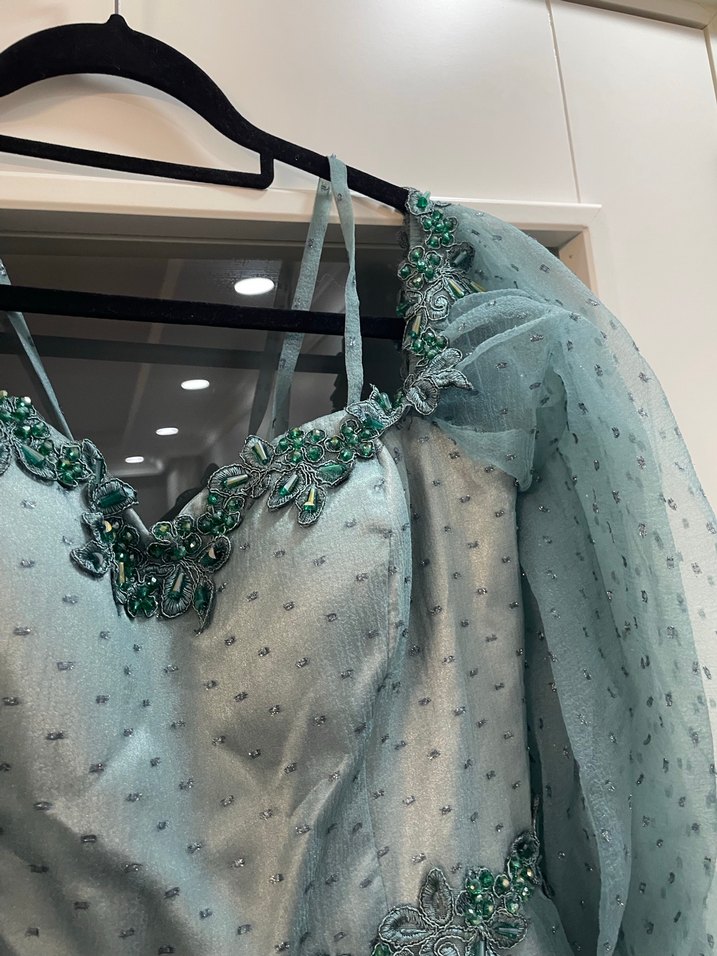 Turkuaz Straplez Gelinlik - Görsel 5