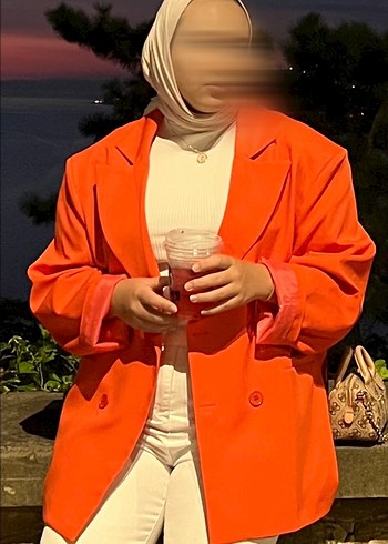 l Beden Hooopstore Turuncu Oversize Kadın Blazer