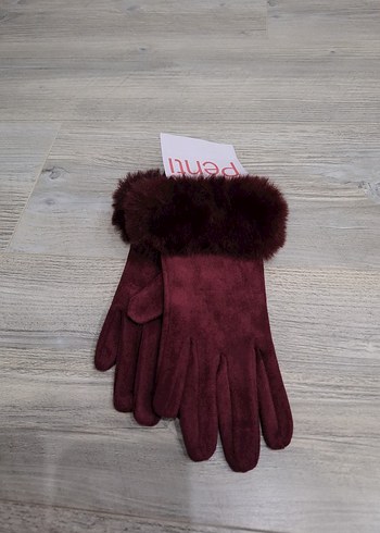 Bordo Kürklü Kadın Eldiveni - Görsel 6