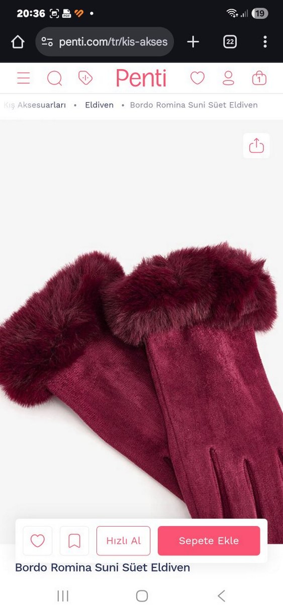 Bordo Kürklü Kadın Eldiveni - Görsel 2