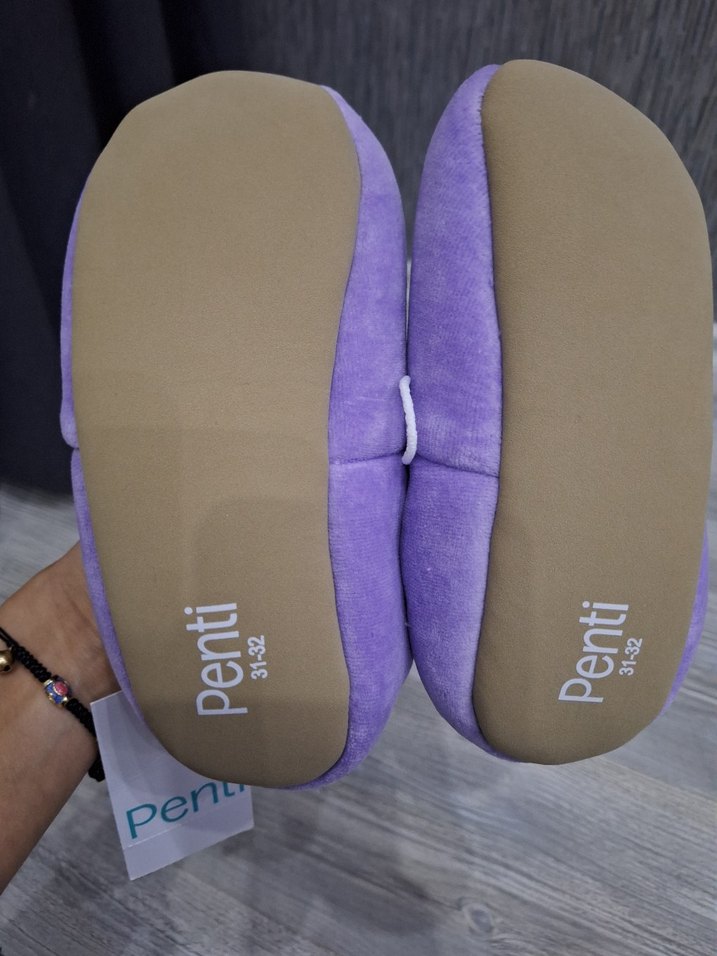 Mor Nakışlı Kız Çocuk Ev Terliği - Görsel 4